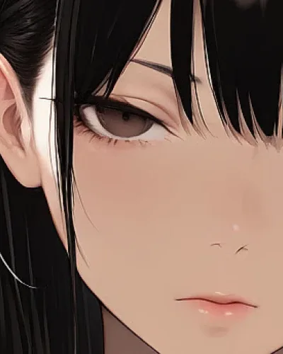 Fidanzata AI anime con i capelli neri, aria fredda