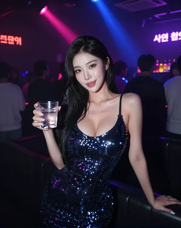 Fidanzata AI che brinda durante una serata fuori